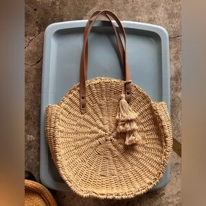 Brown Woven Tote Bag
